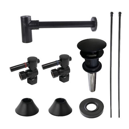 Kingston Brass Plumbing Sink Trim Kit with Bottle Trap and Overflow Drain, Matte Black CC43100DLVOKB30
